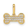 14k Yellow Gold Dog Bone Pendant with Cubic Zirconia, Pet Memorial Charm for Women