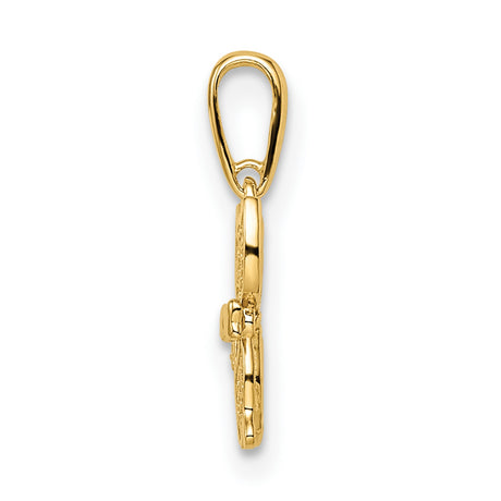 Childrens CZ Cat Charm Pendant in Real 14k Yellow Gold