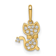 Childrens CZ Cat Charm Pendant in Real 14k Yellow Gold