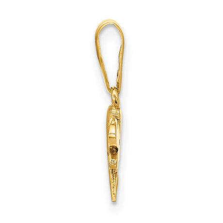 14k Yellow Gold Dragonfly Pendant with Pink and Red Enamel Wings, Nature-Inspired Charm for Women