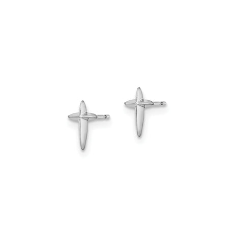 14k White Gold Cross Pendant, Minimalist Religious Design for Men and Women