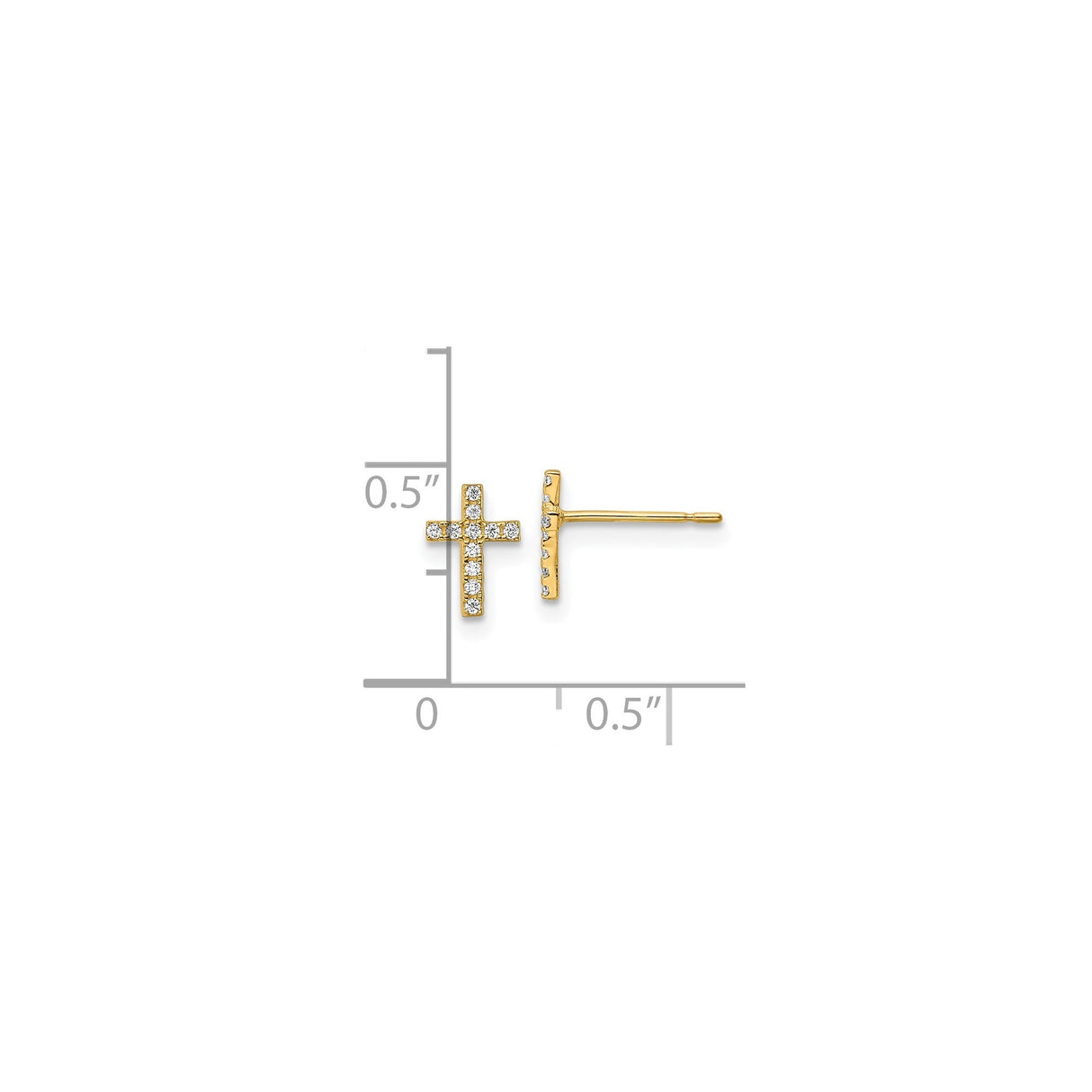 14k Yellow Gold Cross Pendant with Cubic Zirconia, Minimalist Religious Jewelry for Men and Women