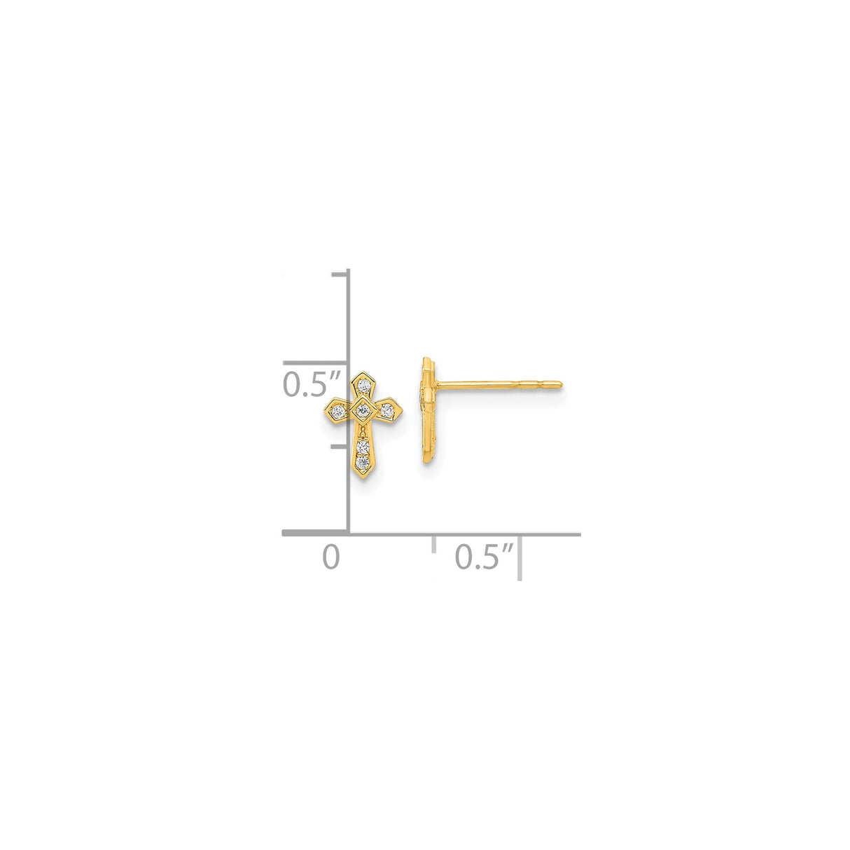 14k Yellow Gold Cross Pendant with Cubic Zirconia, Modern Faith-Inspired Design for Men and Women