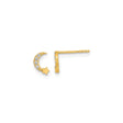 14k Yellow Gold Crescent Moon and Star Stud Earrings with Cubic Zirconia Accents
