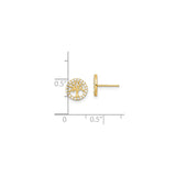 14k Yellow Gold Tree of Life Stud Earrings with Cubic Zirconia Accents