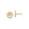 14k Yellow Gold Tree of Life Stud Earrings with Cubic Zirconia Accents