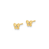 14k Yellow Gold Butterfly Stud Earrings with Diamond Accent, Dainty Nature-Inspired Design