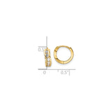 14k Yellow Gold Hoop Earrings with Cubic Zirconia, Wave Design, Small Huggie Style for Women