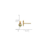 14k Yellow Gold Christmas Tree Stud Earrings with Cubic Zirconia and Star Topper