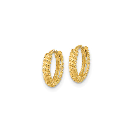 14k Yellow Gold Twisted Rope Hoop Earrings, Polished Finish, Lightweight Classic Style