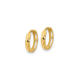 14k Yellow Gold Hoop Earrings, Faceted Design with Polished Finish, Lightweight Medium Size