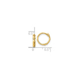 14k Yellow Gold Hoop Earrings, Faceted Design with Polished Finish, Lightweight Medium Size