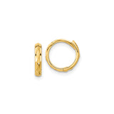 14k Yellow Gold Hoop Earrings, Faceted Design with Polished Finish, Lightweight Medium Size
