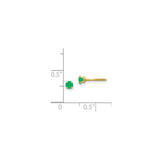 14k Yellow Gold Stud Earrings with Round Emerald, Classic Minimal Design