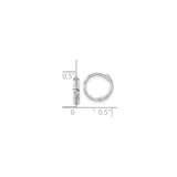 14k White Gold Hoop Earrings with Faceted Diamond Cut Design, Small Lightweight Style for Women