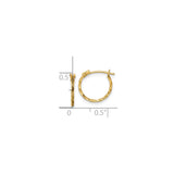 14k Yellow Gold Hoop Earrings, Twisted Polished Design, Medium Lightweight Round Style