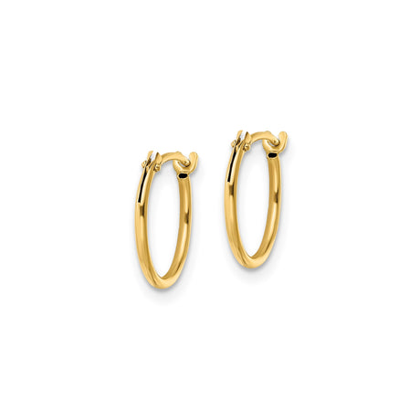 14k Yellow Gold Small Hoop Earrings, Polished Finish, Minimalist Design for Women
