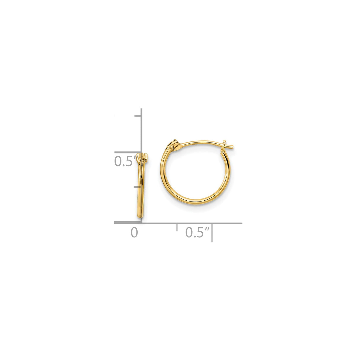 14k Yellow Gold Small Hoop Earrings, Polished Finish, Minimalist Design for Women
