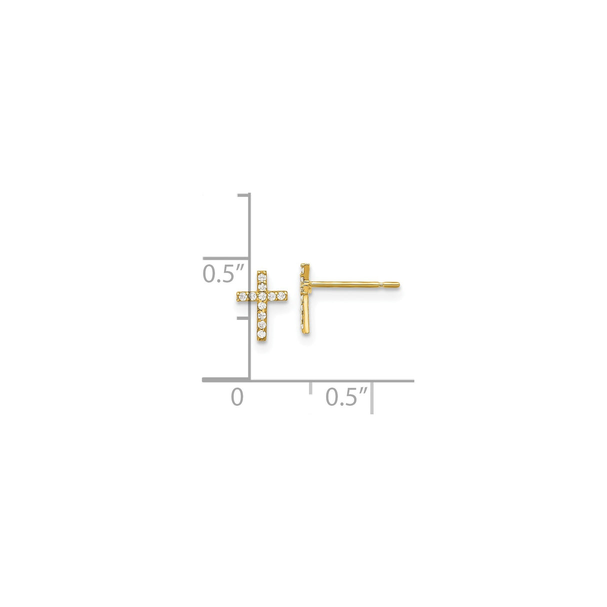 14k Yellow Gold Cross Pendant with Cubic Zirconia Accent, Classic Spiritual Design for Men and Women