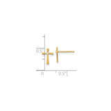 14k Yellow Gold Cross Pendant with Cubic Zirconia, Polished Modern Religious Design