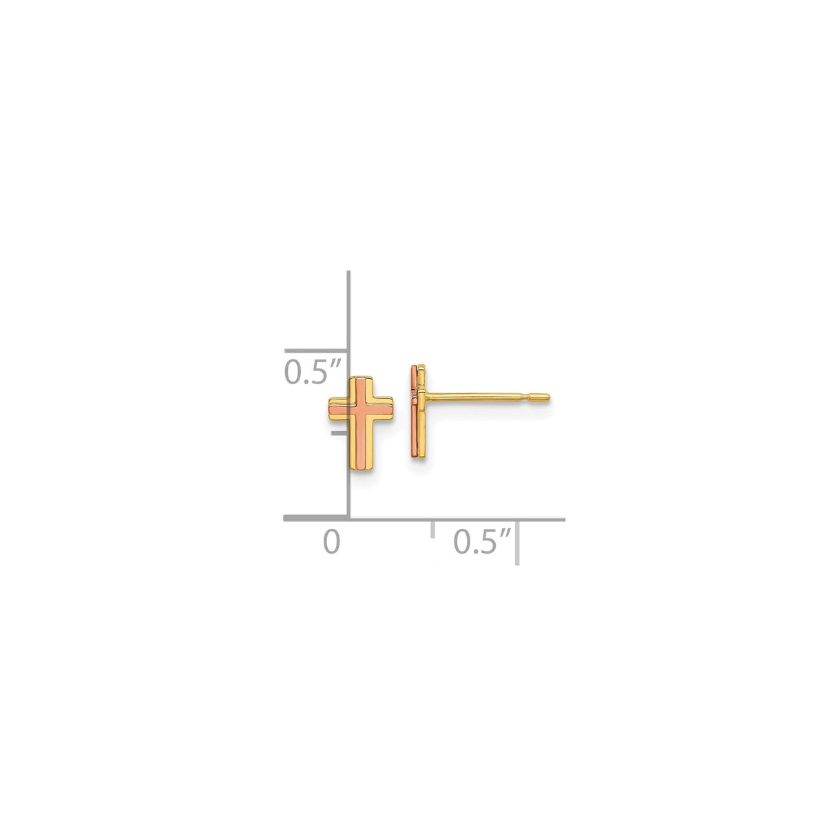 14k Yellow Gold Cross Pendant, Two Tone Polished Finish, Spiritual Jewelry for Men and Women