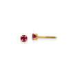 14k Yellow Gold Stud Earrings with Round Ruby in Prong Setting, Classic July Birthstone Jewelry