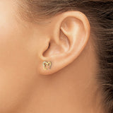 14k Two-Tone Gold Butterfly Heart Stud Earrings with Cubic Zirconia