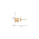 14k Two-Tone Gold Butterfly Heart Stud Earrings with Cubic Zirconia