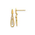 14k Yellow Gold Teardrop Dangle Earrings with Cubic Zirconia and Open Design