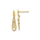 14k Yellow Gold Teardrop Dangle Earrings with Cubic Zirconia and Open Design