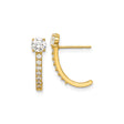 14k Yellow Gold Curved Bar Earrings with Cubic Zirconia, Modern Ear Climbers for Women