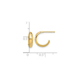14k Yellow Gold Hoop Earrings with Cubic Zirconia Accents, Modern Minimalist Huggie Style