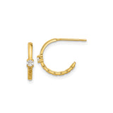 14k Yellow Gold Hoop Earrings with Cubic Zirconia, Round Accent, Link Design, Polished Finish