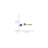 14k Yellow Gold Stud Earrings with Round Blue Sapphires in Four Prong Setting