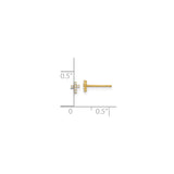 14k Yellow Gold Cross Stud Earrings with Cubic Zirconia, Minimalist Religious Jewelry for Women