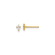 14k Yellow Gold Cross Stud Earrings with Cubic Zirconia, Minimalist Religious Jewelry for Women