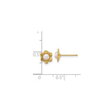 14k Yellow Gold Flower Stud Earrings with White Pearl Center, Dainty Floral Design