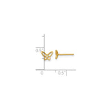 14k Yellow Gold Butterfly Stud Earrings with Cubic Zirconia, Openwork Feminine Design