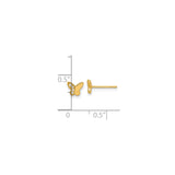 14k Yellow Gold Butterfly Stud Earrings with Cubic Zirconia, Nature-Inspired Design for Women