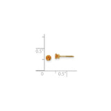14k Yellow Gold Stud Earrings with Round Citrine in Four-Prong Setting, Minimalist Style