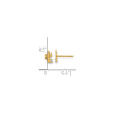 14k Yellow Gold Cactus Stud Earrings with Cubic Zirconia, Boho Southwestern Style