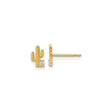 14k Yellow Gold Cactus Stud Earrings with Cubic Zirconia, Boho Southwestern Style