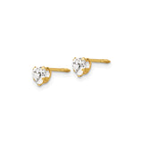 14k Yellow Gold Heart Stud Earrings with Cubic Zirconia, Romantic Minimalist Jewelry for Women