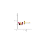 14k Yellow Gold Butterfly Stud Earrings with Pink and Black Enamel, Screw Back for Girls
