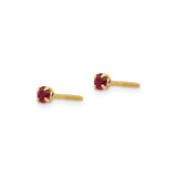 14k Yellow Gold Stud Earrings with Round-Cut Created Birthstone, Screw-Back, Minimalist Style