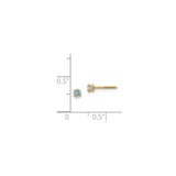 14k Yellow Gold Stud Earrings with Round Cut Created Birthstone, Four Prong Setting, Screw Back