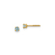 14k Yellow Gold Stud Earrings with Round Cut Created Birthstone, Four Prong Setting, Screw Back