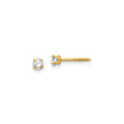 14k Yellow Gold Solitaire Stud Earrings with Created Birthstone, Screw Backs, Minimalist Design