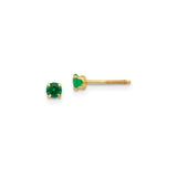 14k Yellow Gold Stud Earrings with Round Created Birthstone, Minimalist May Jewelry for Women
