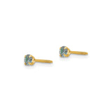 14k Yellow Gold Stud Earrings with Created Birthstone, Classic Four Prong Setting, Screw Backs